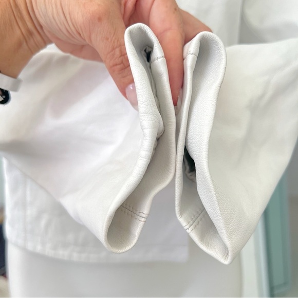 GAP white Genuine Leather Jacket LARGE - Picture 5 of 10